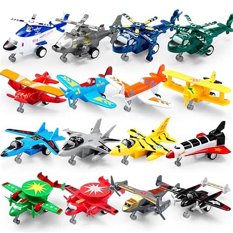 JOYIN 16 PC Pull Back Aircraft Airplane Plane Toys Vehicle Playset ...