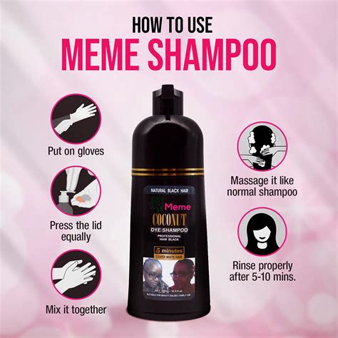 Meme - Coconut Oil Black Hair Dye Shampoo - 16.9 Fl. Oz, No Fade Hair ...