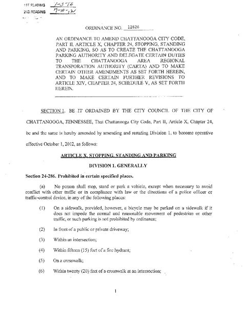 Parking Ordinance 12626 — Chattanooga Parking Authority