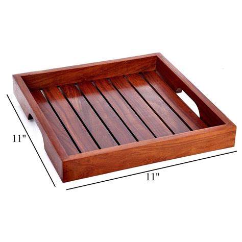 Solid Sheesham Wood Serving Tray for Home (Brown Natural Finish ...