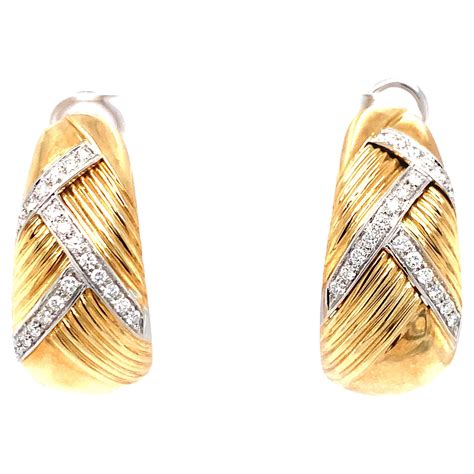Leo Pizzo 18k White and Yellow Gold Diamonds Pair of Hoop Earrings For ...