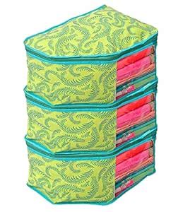 Kuber Industries Non-Woven Leaf Print Blouse Cover Bags With Zip ...