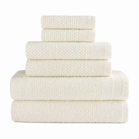 Dan River 6 Piece Popcorn Cotton Bath Towel Set - Cream 4922CR6PC | Zoro