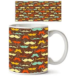 Buy ArtzFolio Vintage Mustache D1 | Ceramic Coffee Tea Mug Inside White ...
