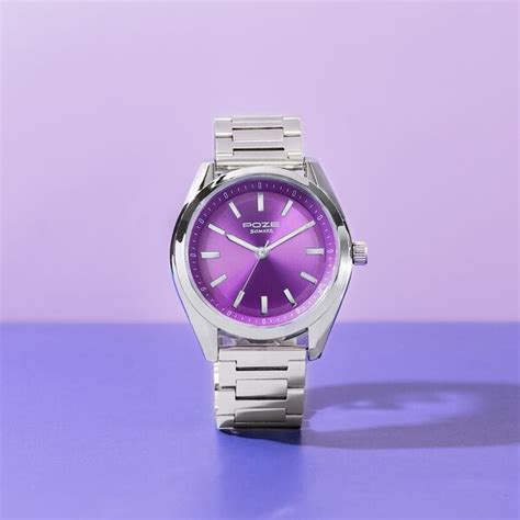 Buy Online Sonata Poze Quartz Analog Purple Dial Metal Strap Watch For ...
