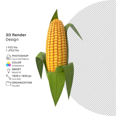 Premium PSD | Cartoon corn 3d modeling psd file realistic corn