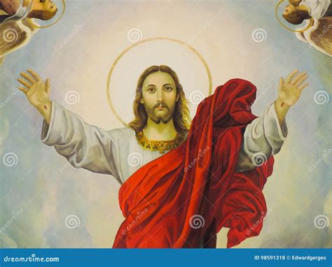Jesus Mural Art of St. Mina Cathedral Editorial Stock Photo - Image of ...