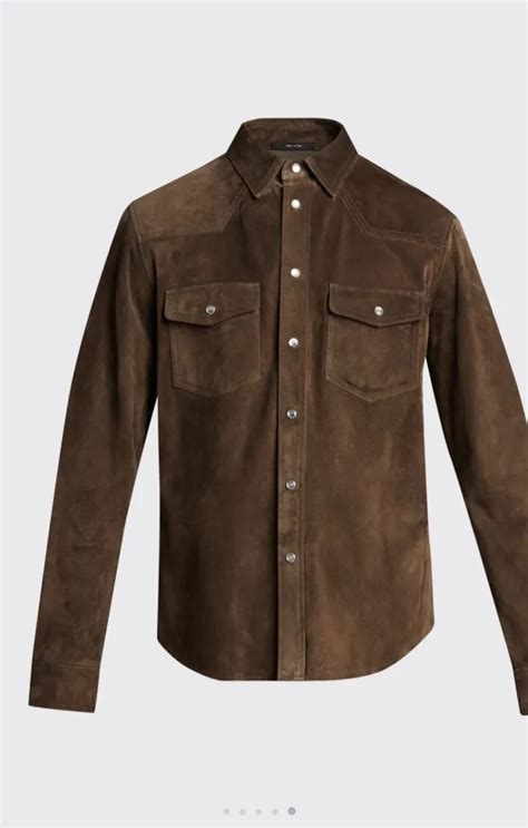 Men's Suede Leather Shirt In Chocolate Brown - Arcane Fox