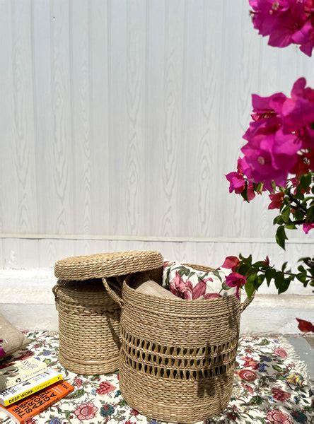 Handcrafted Laundry baskets/ Multi Utility Baskets with lid and handle ...