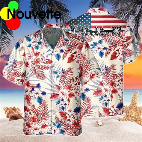 American Flag Summer Patriotic Hawaiian Shirt - Nouvette