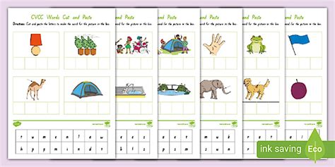 CCVC and CVCC Words Cut and Paste Worksheet
