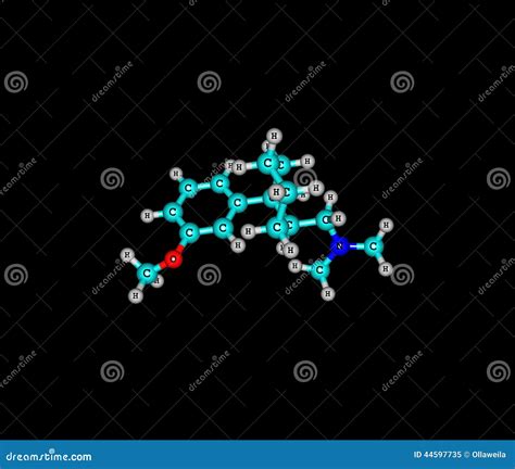 Tramadol Molecule Isolated On Black Stock Illustration - Illustration of atomic, dependence ...