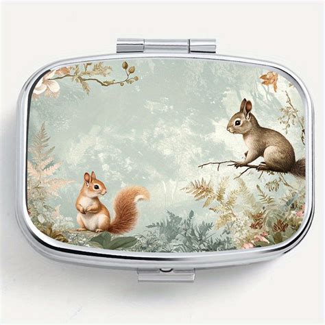 Squirrel Flower Print Square Medicine Box Two Compartment Pill Box – CRAZE