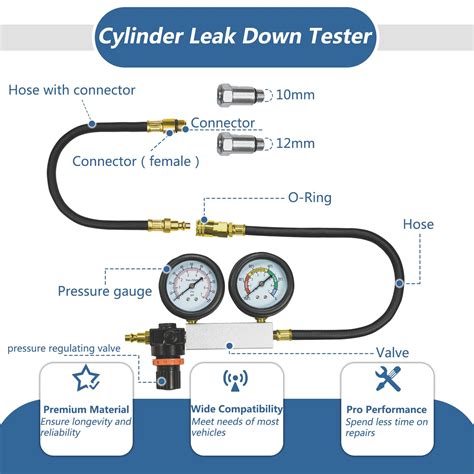 Snapklik.com : Cylinder Leak Down Tester Kit Compression Leakdown Detector Leakage Test Set For ...