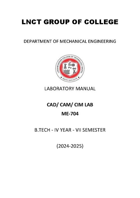 CAD CAM CIM Lab Manual ME-704: Comprehensive Guide to AutoCAD & CNC ...