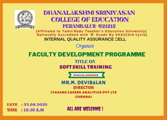 Dhanalakshmi Srinivasan College of Education (B.Ed., and M.Ed.,)