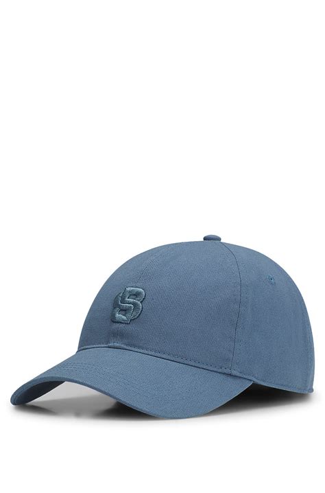 BOSS - Cotton cap with embroidered Double B monogram - Blue