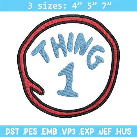 Thing 1 logo Embroidery Design, Embroidery File, logo Embroi - Inspire ...