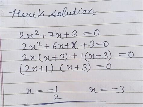 factorise 2xsquare+7x+3 - Brainly.in