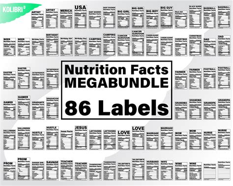 Nutrition Facts Svg Nutrition Svg Nutrition Facts Bundle Clipart ...