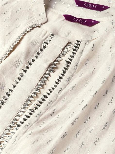 Buy White Embroidered Cotton Dress With Shrug Online at Rs.1517 | Libas