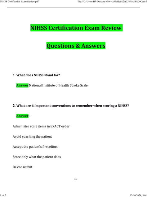 2025 NIHSS Certification Exam Review Questions & Answers 2025 / 2026 ...