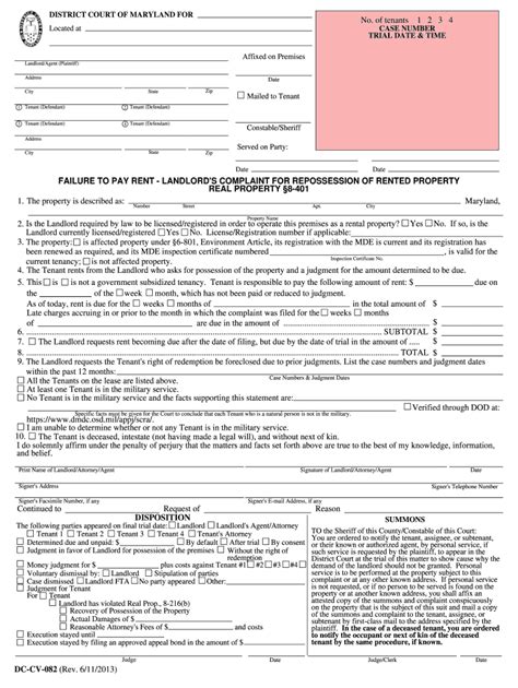 2013 Form MD DC-CV-082 Fill Online, Printable, Fillable, Blank - pdfFiller