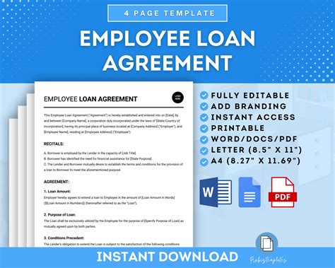 Employee Loan Agreement Template | ProBizTemplates