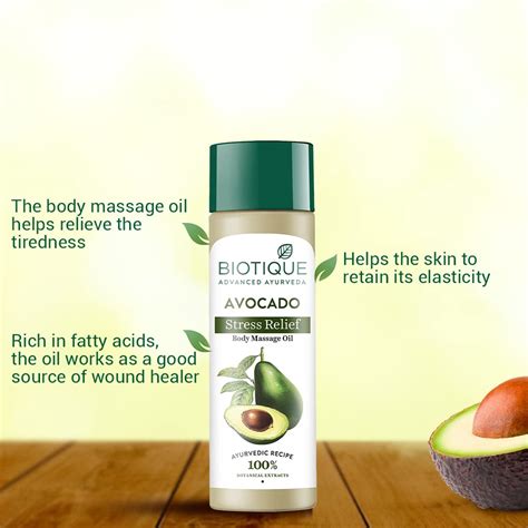 Biotique Bio Avocado Stress Relief Body Massage Oil, 200 ml Price, Uses ...