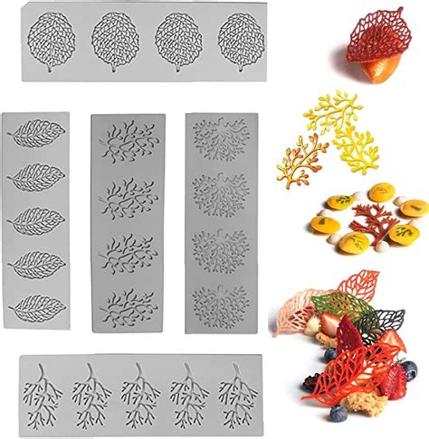 Amazon.com: Fondant Molds 5Pcs Leaf Silicone Molds Baking Molds Hollow ...