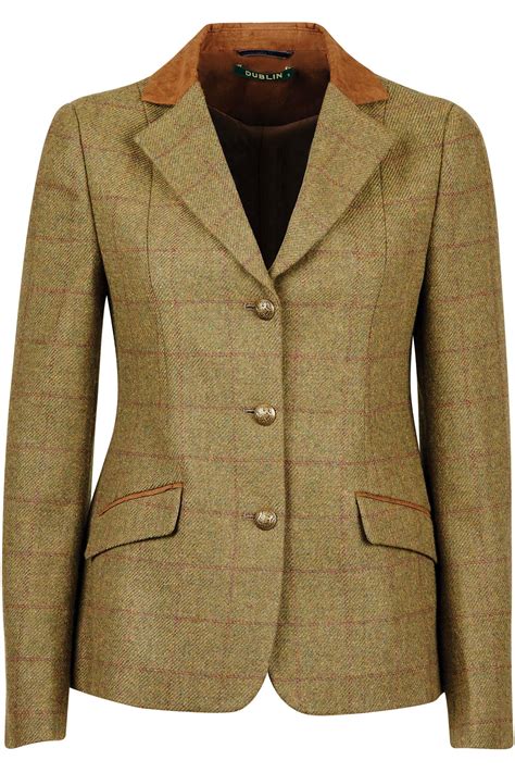 Dublin Womens Albany Tweed Suede Collar Tailored Riding Jacket - Brown ...