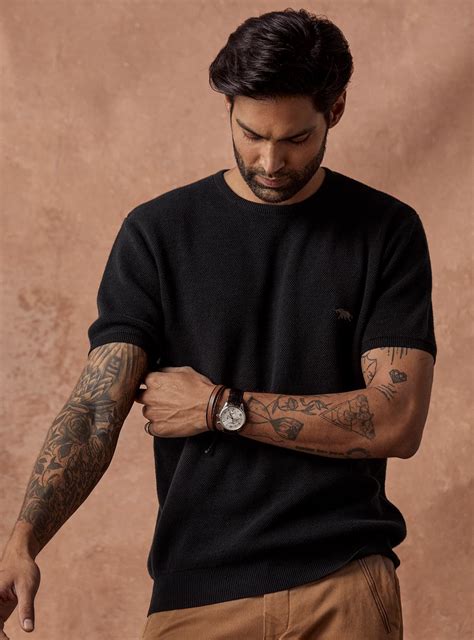 Buy Jaguar Black Crew | Casual Black Jacquard Polos & Tees for Men ...