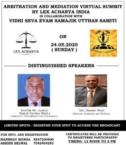 ARBITRATION AND MEDIATION VIRTUAL SUMMIT [24TH MAY 2020] BY LEX ACHARYA ...
