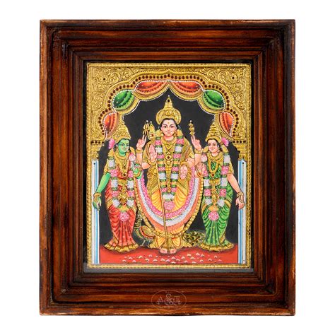 Karthikeya with Valli Deivanai -Tanjore Painting - Rani Arts & Teak ...