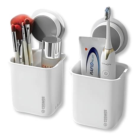 E-COSMOS Wall Mounted Self Adhesive Plastic Toothbrush Holder for ...