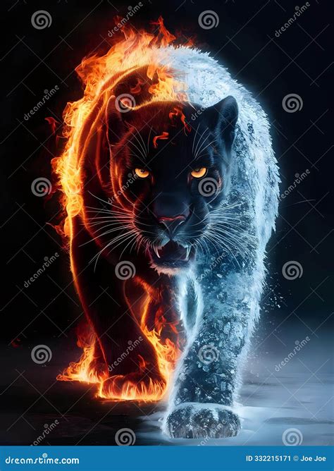 Tiger of Fire and Ice stock illustration. Illustration of contrast ...