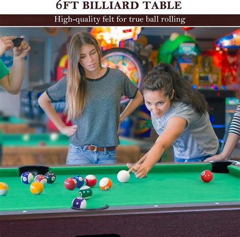 6ft Billiard Table, Portable Pool Table Set with Automatic Ball Return ...