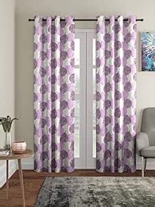 Buy Cortina 2 Piece Leaf Design Panel Eyelet Polyester Door Curtains ...