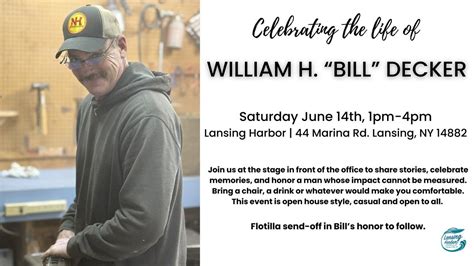 Celebration of Life for William H. "Bill" Decker, 44 Marina Rd, Lansing ...