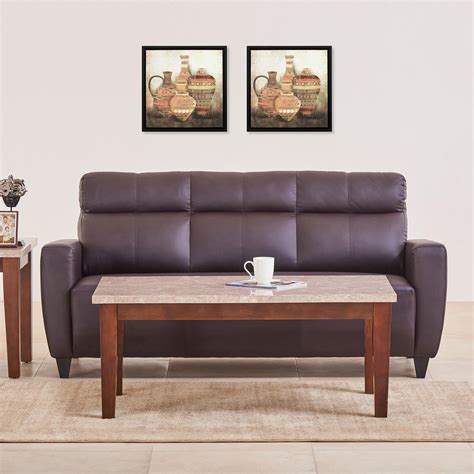 Buy Helios Emily Faux Leather 3-Seater Sofa - Beige from Helios by Home ...