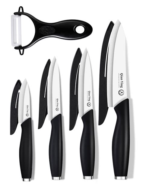 Ceramic Knife Sets with Covers for Kitchen Sharp Blade 9 Piece Ceramic ...