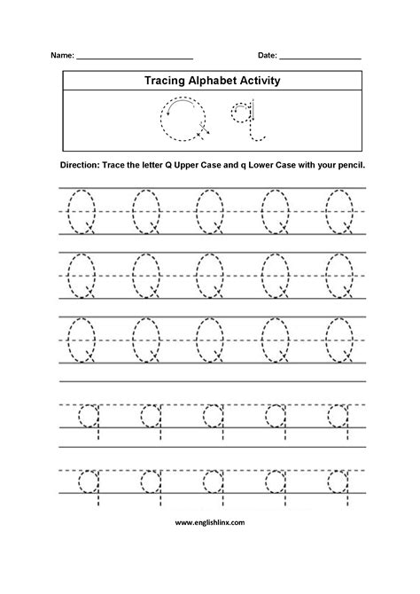 Tracing Alphabet Worksheets | Letter Q Tracing Alphabet Worksheets