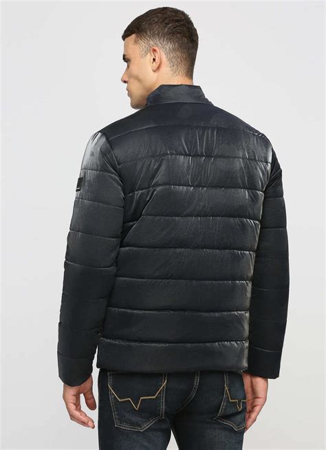 Navy Camo Printed Puffer Jacket | Pepe Jeans India