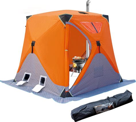 Ice Fishing Shelter 3-4 Person, Portable Insulated Ice Fishing Tent ...