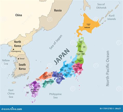 Japan - Map Of Prefectures Vector Illustration | CartoonDealer.com ...