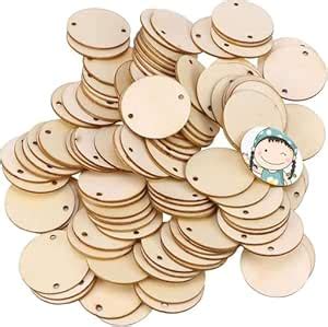 Haoser [50pcs] Round Wooden Pine MDF Cutouts Unfinished Tags for Key ...