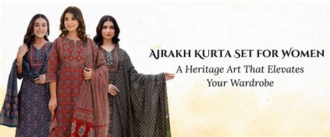 Ajrakh Kurta Set for Women – Heritage Prints by Kohsh