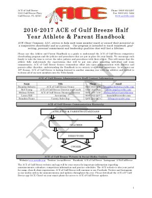 Fillable Online 2016-2017 ACE of Gulf Breeze Half Year Athlete & Parent ...