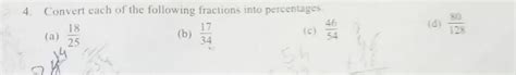 convert each of the following fraction into percentage - Brainly.in