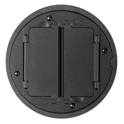 HUBBELL WIRING DEVICE-KELLEMS, Round, Black, Floor Box Cover and Tile ...